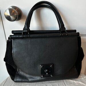 Coach Drifter carry all purse, black leather and suede